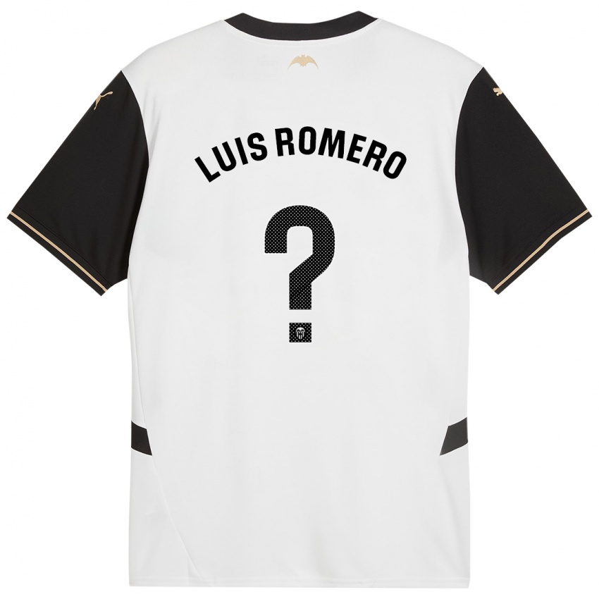 Enfant Maillot Luis Romero #0 Blanc Noir Tenues Domicile 2024/25 T-Shirt Belgique