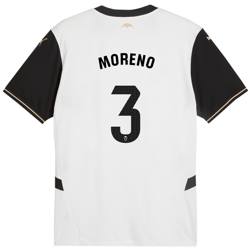 Kinderen Diego Moreno #3 Wit Zwart Thuisshirt Thuistenue 2024/25 T-Shirt België