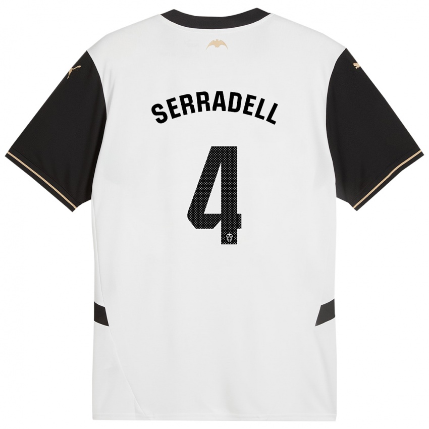 Enfant Maillot Álex Serradell #4 Blanc Noir Tenues Domicile 2024/25 T-Shirt Belgique