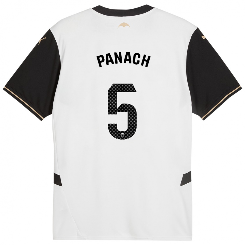 Enfant Maillot Alejandro Panach #5 Blanc Noir Tenues Domicile 2024/25 T-Shirt Belgique