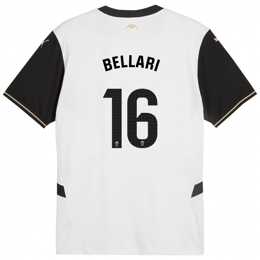 Enfant Maillot Hamza Bellari #16 Blanc Noir Tenues Domicile 2024/25 T-Shirt Belgique