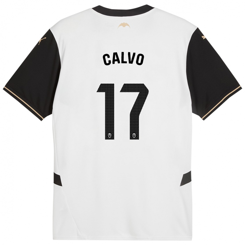 Enfant Maillot Borja Calvo #17 Blanc Noir Tenues Domicile 2024/25 T-Shirt Belgique