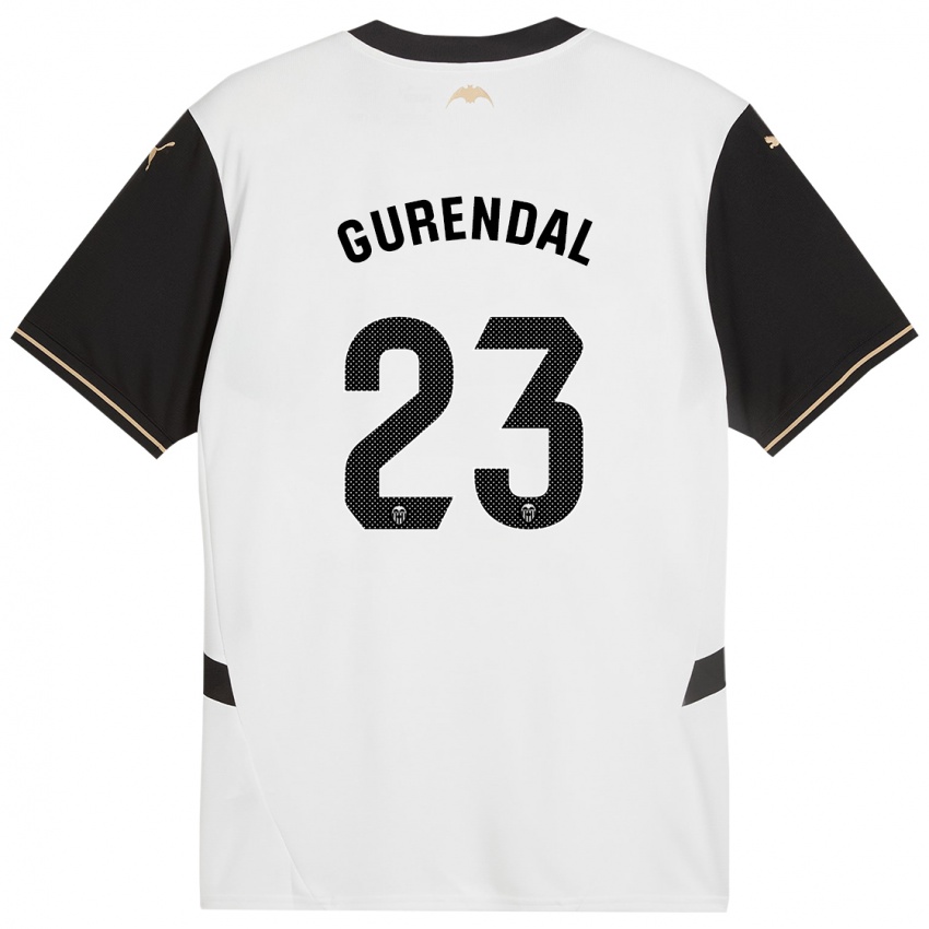 Enfant Maillot Alexander Gurendal #23 Blanc Noir Tenues Domicile 2024/25 T-Shirt Belgique