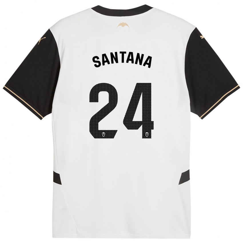 Enfant Maillot Ismael Santana #24 Blanc Noir Tenues Domicile 2024/25 T-Shirt Belgique