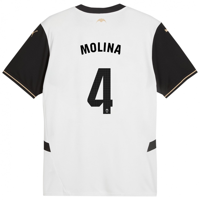 Enfant Maillot María Molina #4 Blanc Noir Tenues Domicile 2024/25 T-Shirt Belgique