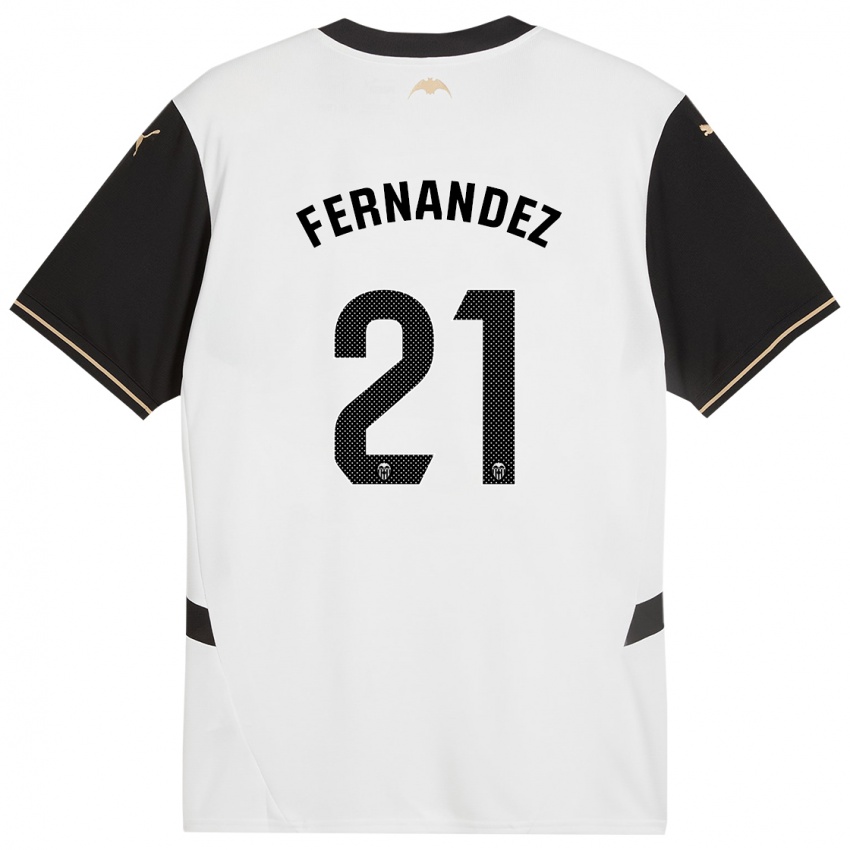 Enfant Maillot Estela Fernández #21 Blanc Noir Tenues Domicile 2024/25 T-Shirt Belgique