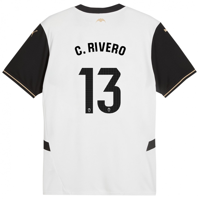 Enfant Maillot Cristian Rivero #13 Blanc Noir Tenues Domicile 2024/25 T-Shirt Belgique