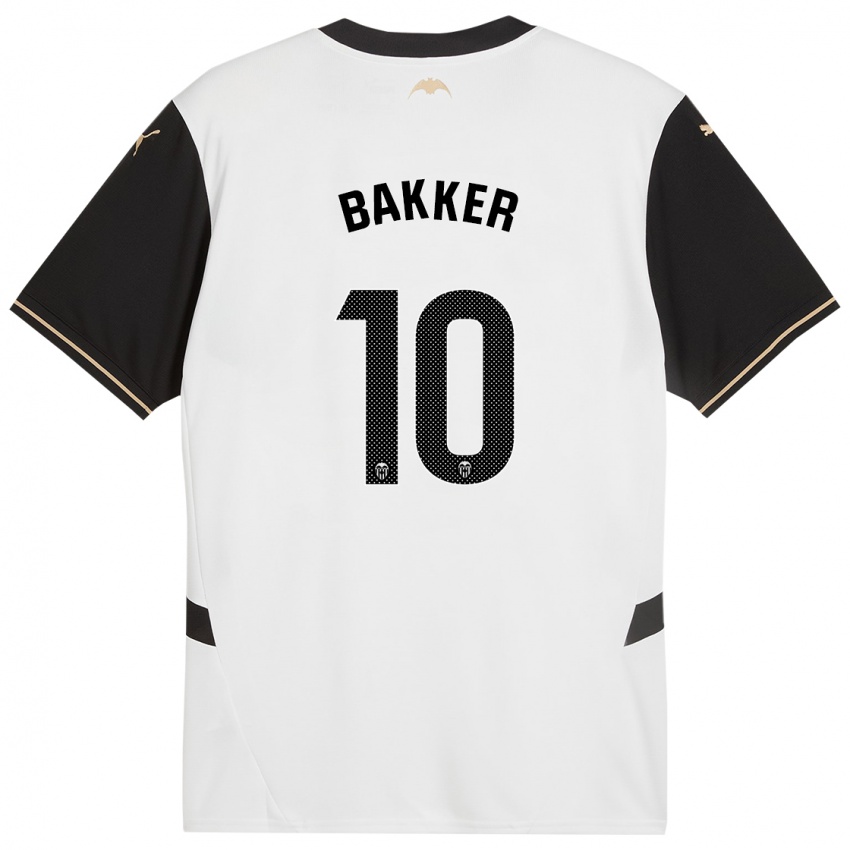 Enfant Maillot Linda Bakker #10 Blanc Noir Tenues Domicile 2024/25 T-Shirt Belgique