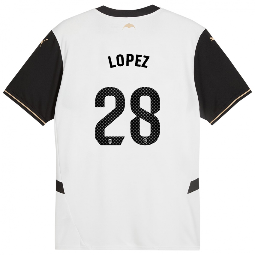 Enfant Maillot Saray Lopez #28 Blanc Noir Tenues Domicile 2024/25 T-Shirt Belgique