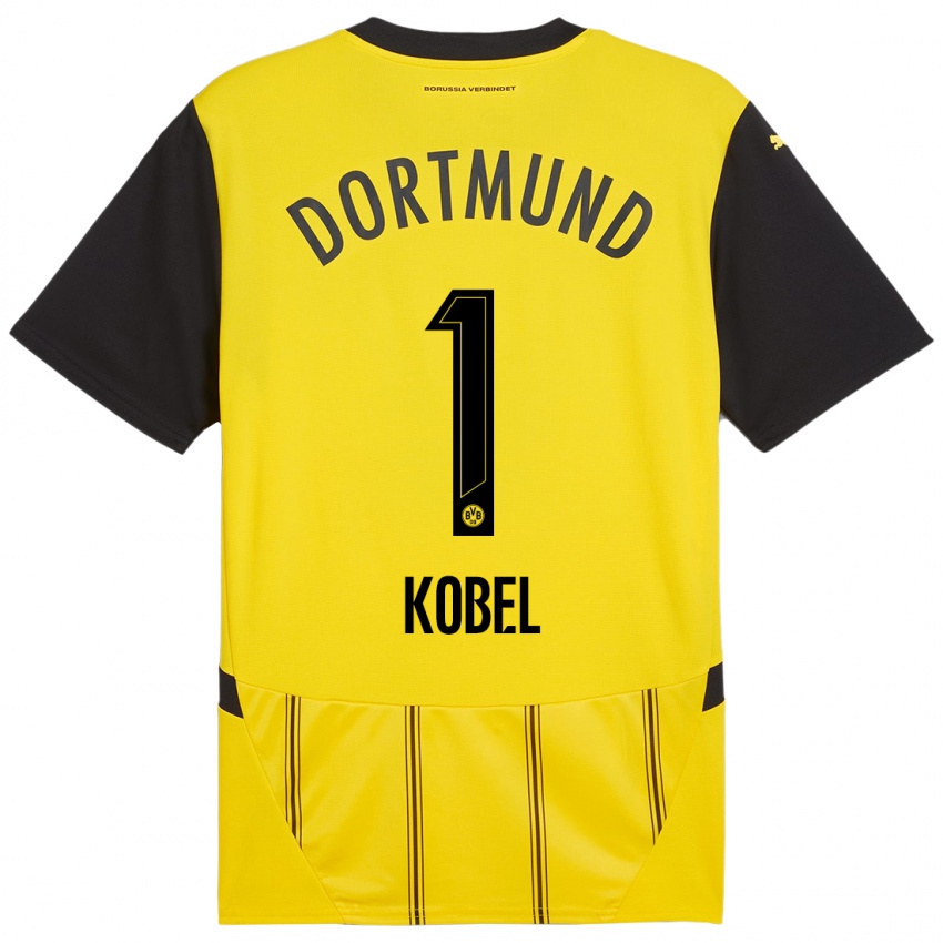 Enfant Maillot Gregor Kobel #1 Jaune Noir Tenues Domicile 2024/25 T-Shirt Belgique