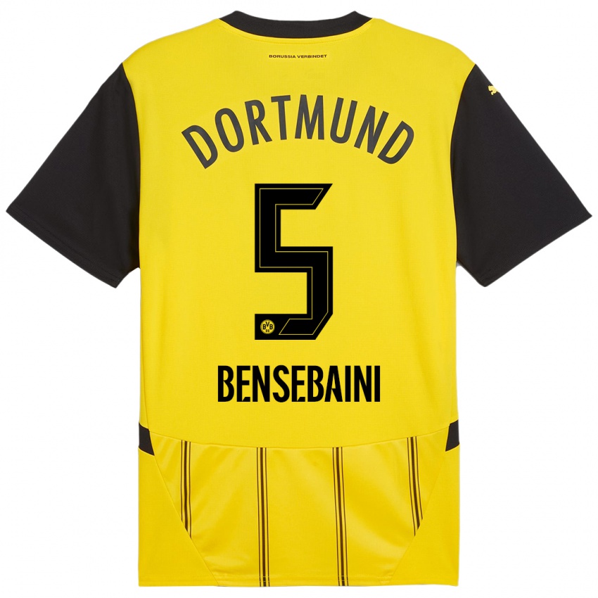 Enfant Maillot Ramy Bensebaini #5 Jaune Noir Tenues Domicile 2024/25 T-Shirt Belgique