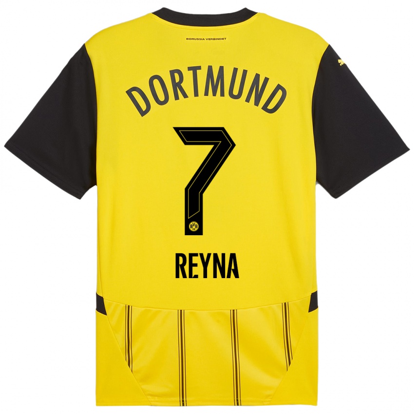 Kinderen Giovanni Reyna #7 Geel Zwart Thuisshirt Thuistenue 2024/25 T-Shirt België