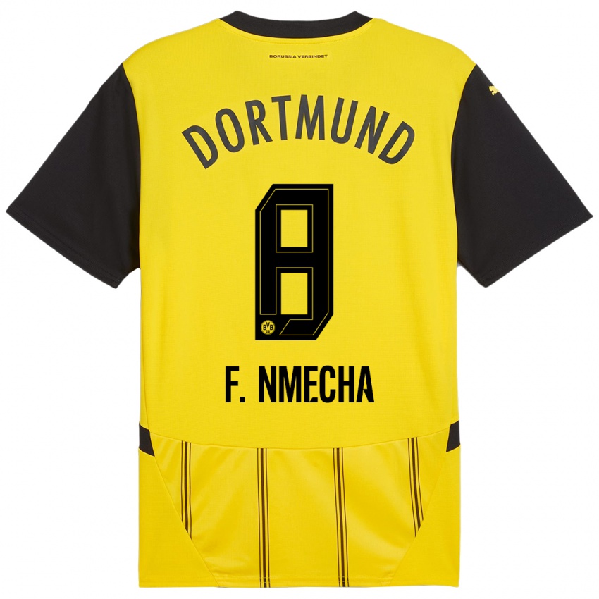 Enfant Maillot Felix Nmecha #8 Jaune Noir Tenues Domicile 2024/25 T-Shirt Belgique