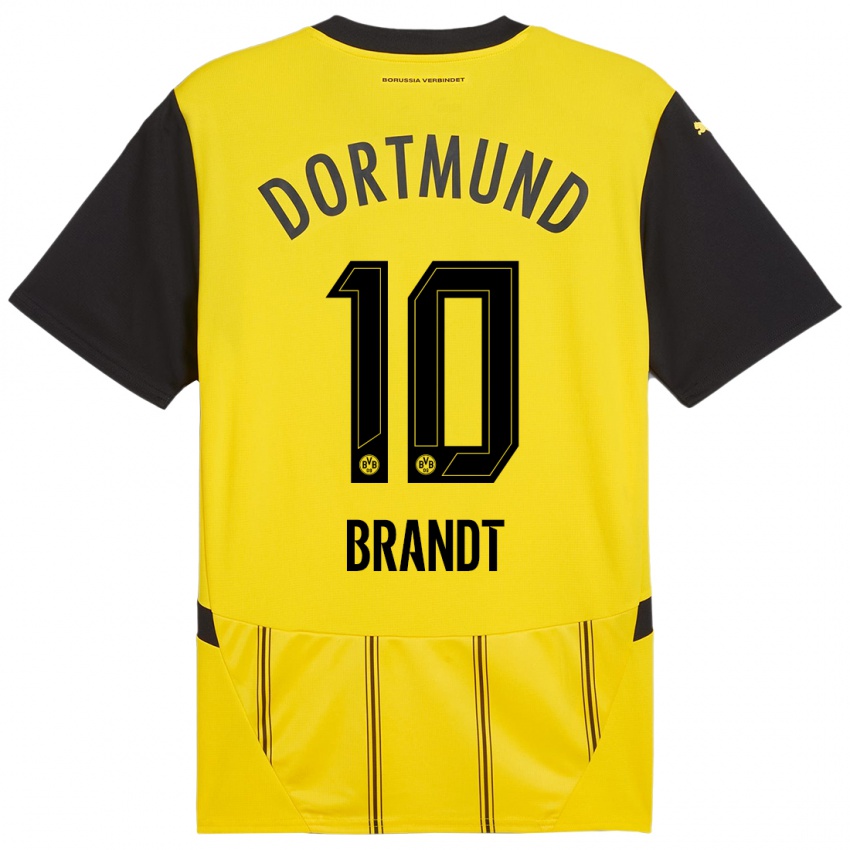 Enfant Maillot Julian Brandt #10 Jaune Noir Tenues Domicile 2024/25 T-Shirt Belgique