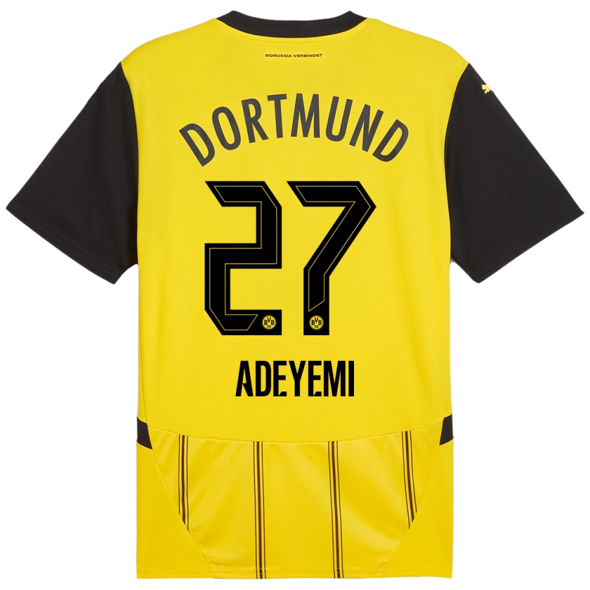 Enfant Maillot Karim Adeyemi #27 Jaune Noir Tenues Domicile 2024/25 T-Shirt Belgique