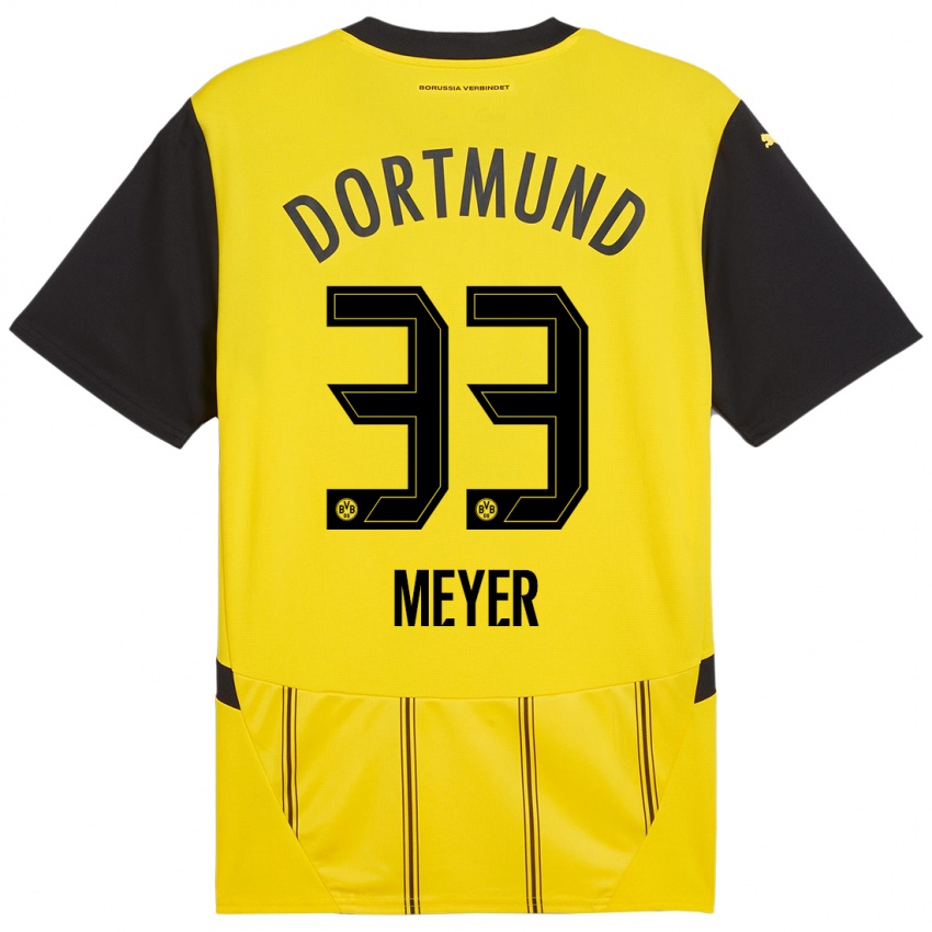 Enfant Maillot Alexander Meyer #33 Jaune Noir Tenues Domicile 2024/25 T-Shirt Belgique