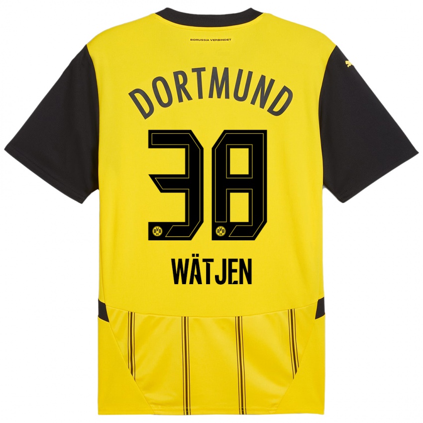 Enfant Maillot Kjell Wätjen #38 Jaune Noir Tenues Domicile 2024/25 T-Shirt Belgique