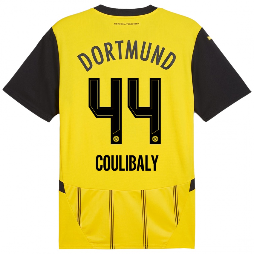 Enfant Maillot Soumaila Coulibaly #44 Jaune Noir Tenues Domicile 2024/25 T-Shirt Belgique