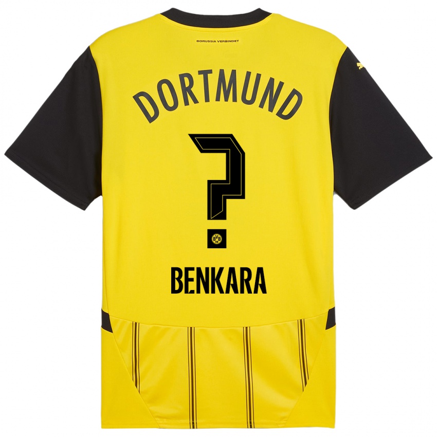 Enfant Maillot Elias Benkara #0 Jaune Noir Tenues Domicile 2024/25 T-Shirt Belgique