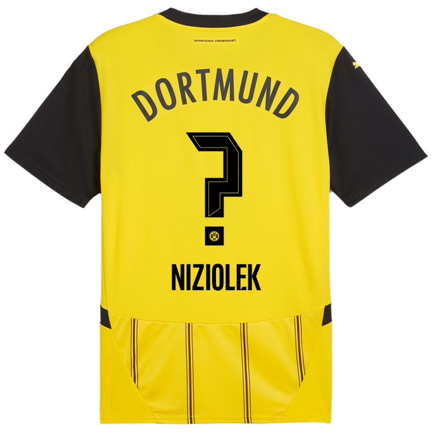 Enfant Maillot Alex Niziolek #0 Jaune Noir Tenues Domicile 2024/25 T-Shirt Belgique