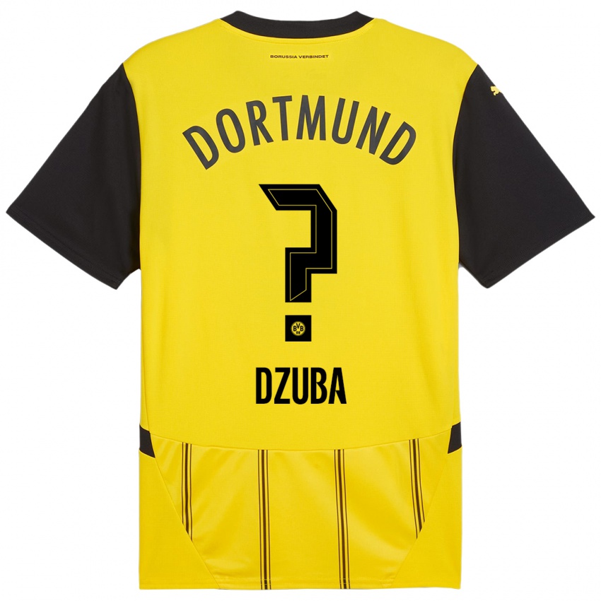 Enfant Maillot Fabian Dzuba #0 Jaune Noir Tenues Domicile 2024/25 T-Shirt Belgique