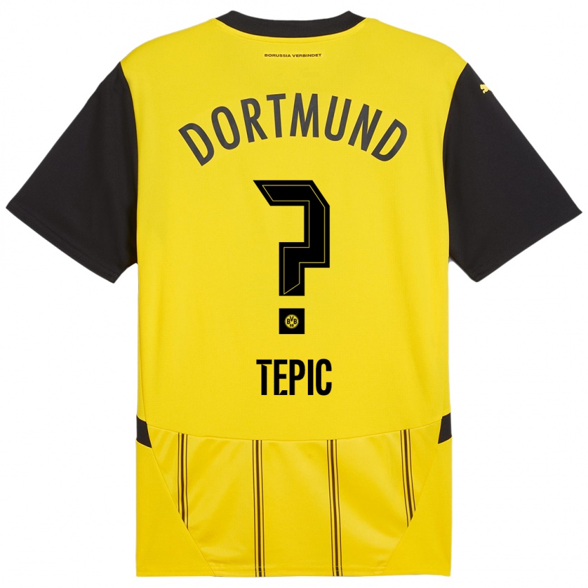 Enfant Maillot Lyon Tepic #0 Jaune Noir Tenues Domicile 2024/25 T-Shirt Belgique