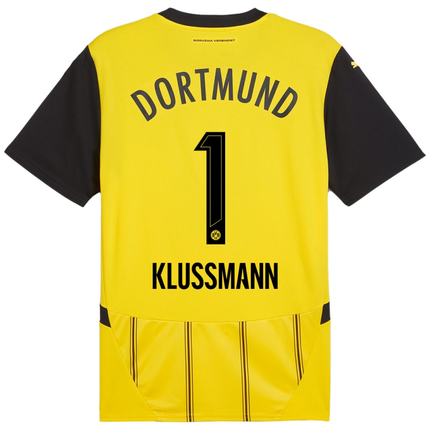 Enfant Maillot Leon Klußmann #1 Jaune Noir Tenues Domicile 2024/25 T-Shirt Belgique