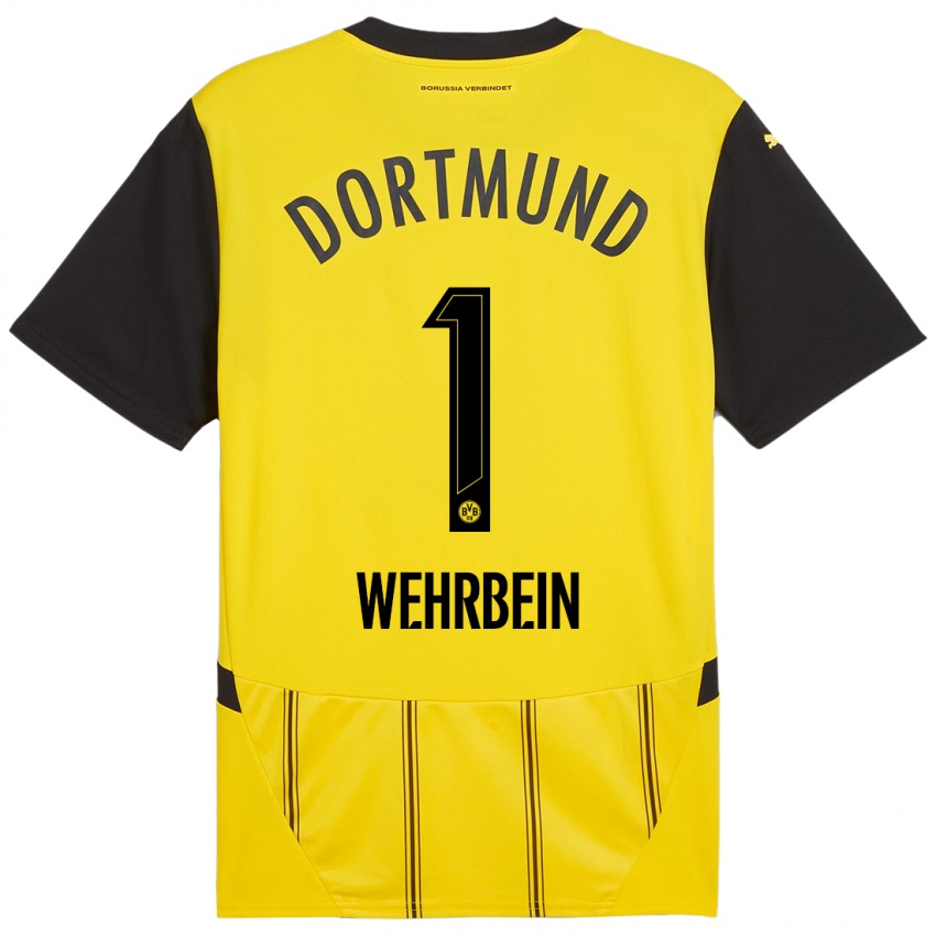 Enfant Maillot Jan-Mattis Wehrbein #1 Jaune Noir Tenues Domicile 2024/25 T-Shirt Belgique