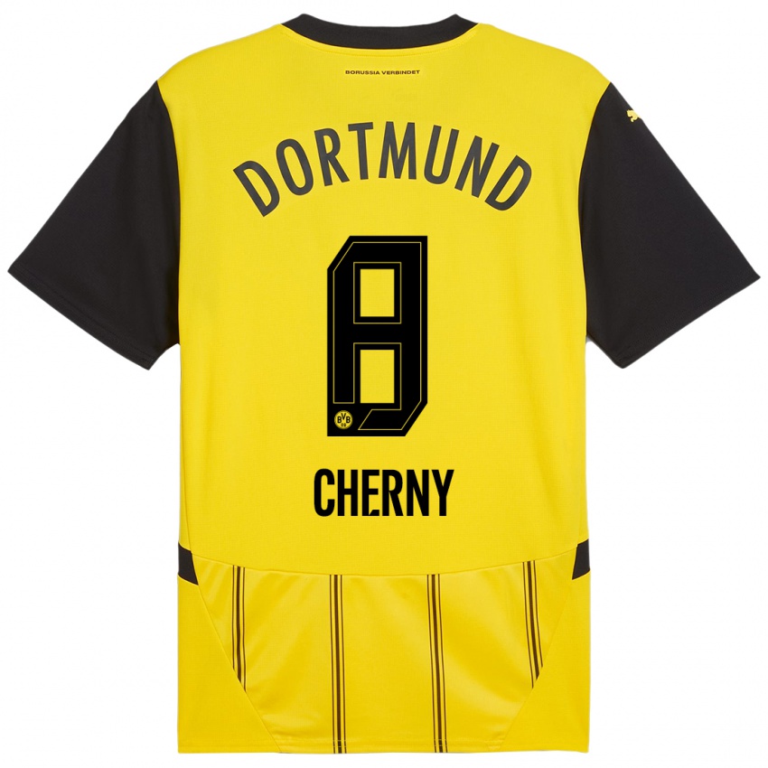 Enfant Maillot Nick Cherny #8 Jaune Noir Tenues Domicile 2024/25 T-Shirt Belgique