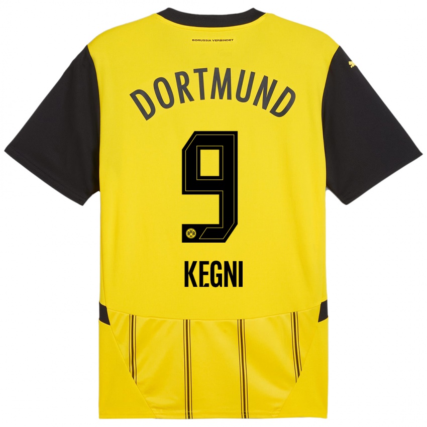 Enfant Maillot Pharell Kegni #9 Jaune Noir Tenues Domicile 2024/25 T-Shirt Belgique