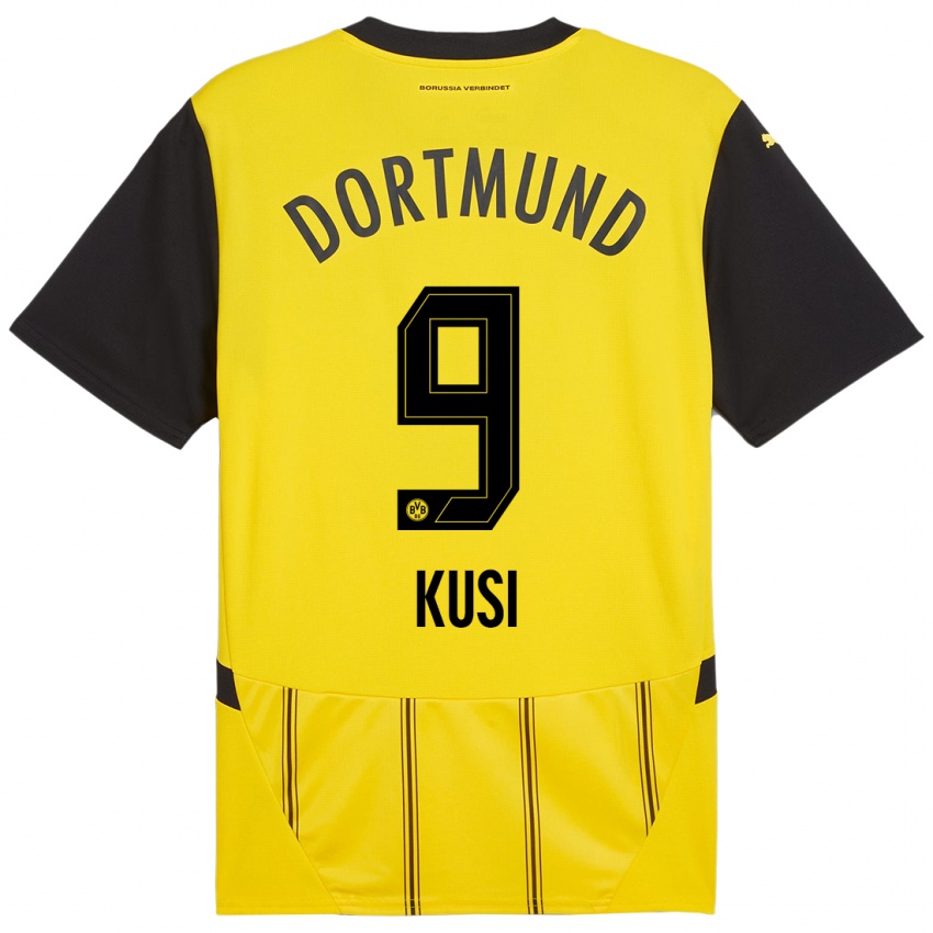 Enfant Maillot Jemain Kusi #9 Jaune Noir Tenues Domicile 2024/25 T-Shirt Belgique