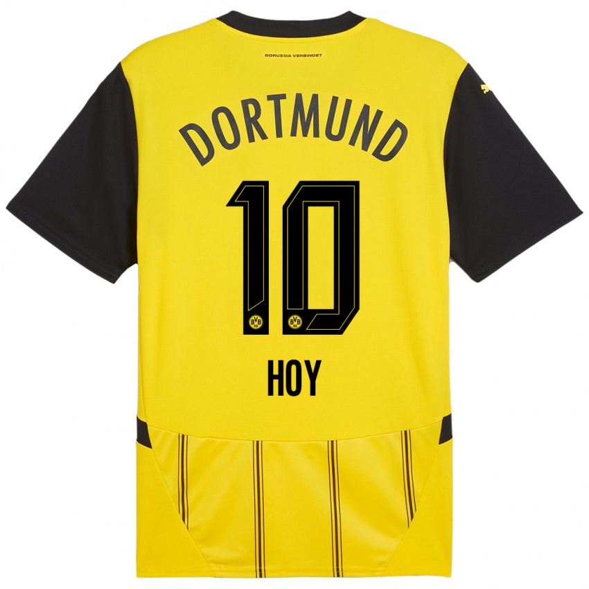 Enfant Maillot Justin Hoy #10 Jaune Noir Tenues Domicile 2024/25 T-Shirt Belgique