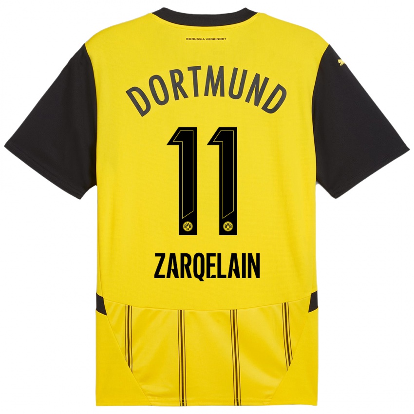 Enfant Maillot Fadi Zarqelain #11 Jaune Noir Tenues Domicile 2024/25 T-Shirt Belgique