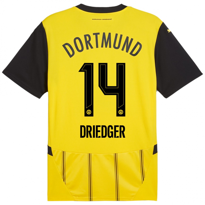 Enfant Maillot Julian Driedger #14 Jaune Noir Tenues Domicile 2024/25 T-Shirt Belgique