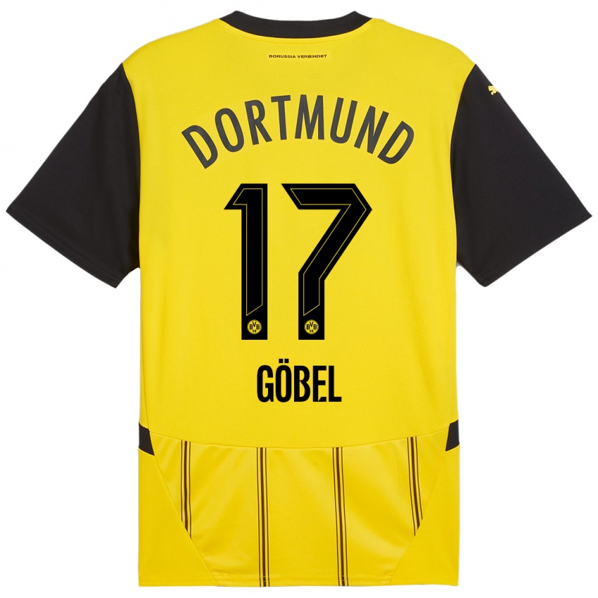 Enfant Maillot Patrick Göbel #17 Jaune Noir Tenues Domicile 2024/25 T-Shirt Belgique