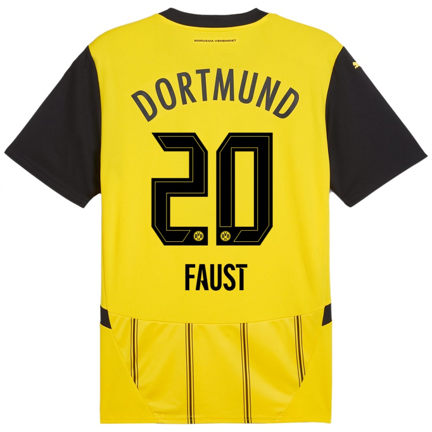 Enfant Maillot Tom Faust #20 Jaune Noir Tenues Domicile 2024/25 T-Shirt Belgique