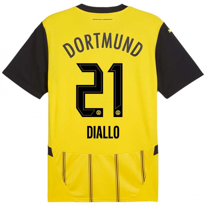 Enfant Maillot Ousmane Diallo #21 Jaune Noir Tenues Domicile 2024/25 T-Shirt Belgique