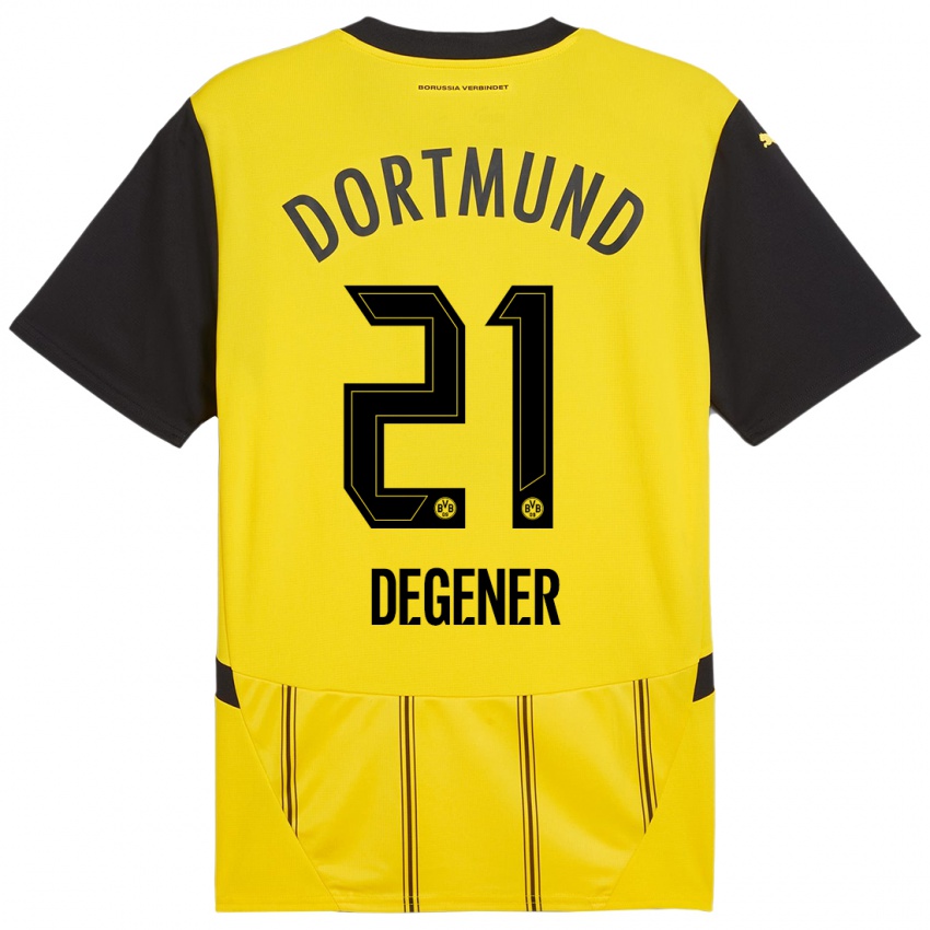 Kinderen Tim Degener #21 Geel Zwart Thuisshirt Thuistenue 2024/25 T-Shirt België