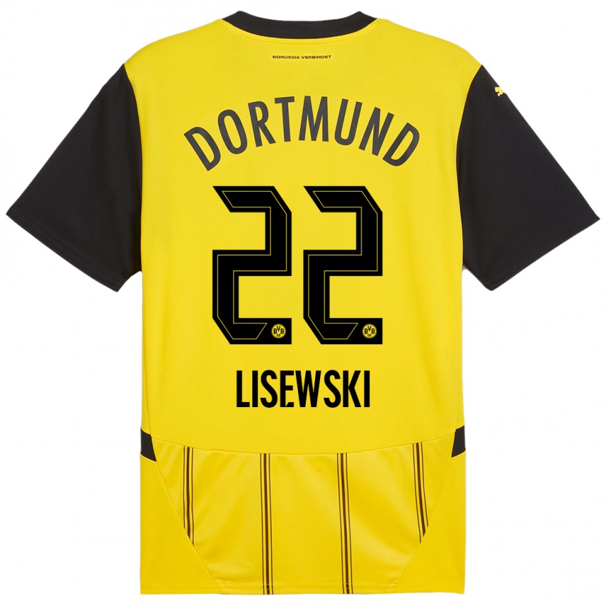 Enfant Maillot Robin Lisewski #22 Jaune Noir Tenues Domicile 2024/25 T-Shirt Belgique