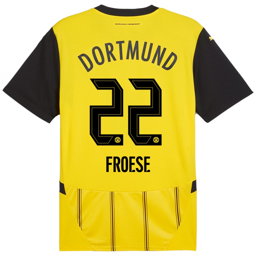 Enfant Maillot Julien Froese #22 Jaune Noir Tenues Domicile 2024/25 T-Shirt Belgique