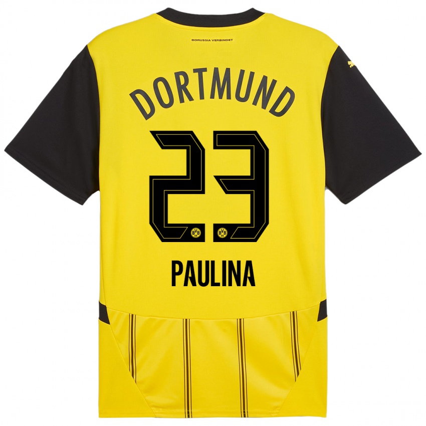 Enfant Maillot Jordi Paulina #23 Jaune Noir Tenues Domicile 2024/25 T-Shirt Belgique