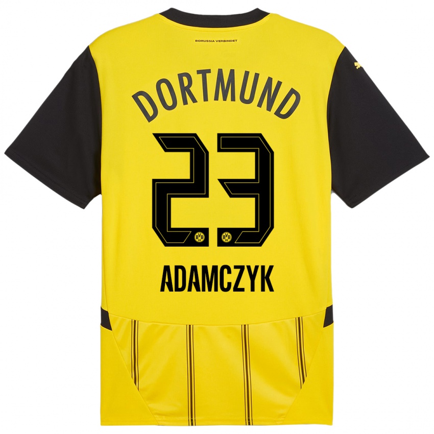 Enfant Maillot Nico Adamczyk #23 Jaune Noir Tenues Domicile 2024/25 T-Shirt Belgique