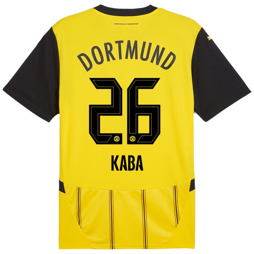 Enfant Maillot Mussa Kaba #26 Jaune Noir Tenues Domicile 2024/25 T-Shirt Belgique