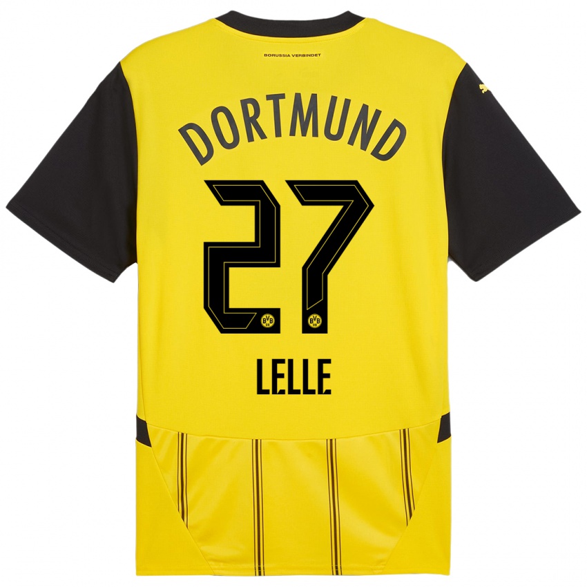 Enfant Maillot David Lelle #27 Jaune Noir Tenues Domicile 2024/25 T-Shirt Belgique