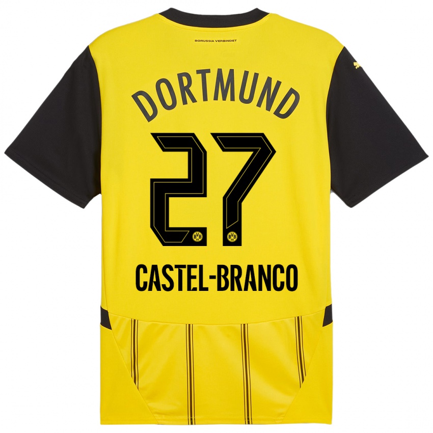 Enfant Maillot Diego Castel-Branco #27 Jaune Noir Tenues Domicile 2024/25 T-Shirt Belgique