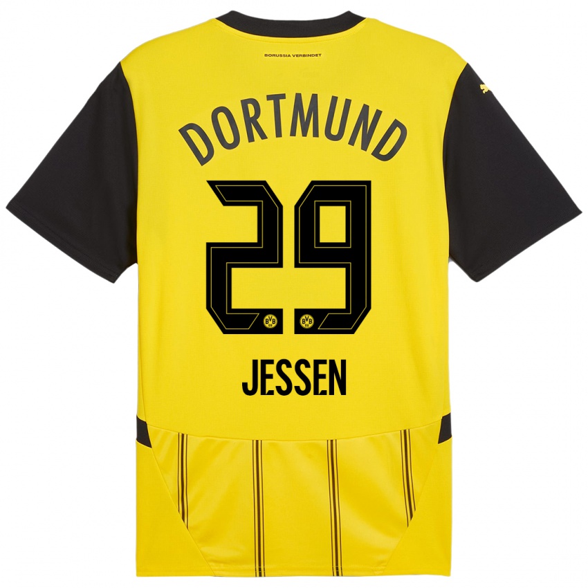 Enfant Maillot Niklas Jessen #29 Jaune Noir Tenues Domicile 2024/25 T-Shirt Belgique