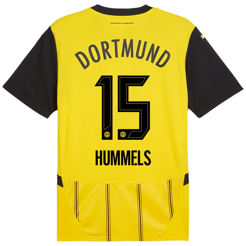 Enfant Maillot Mats Hummels #15 Jaune Noir Tenues Domicile 2024/25 T-Shirt Belgique