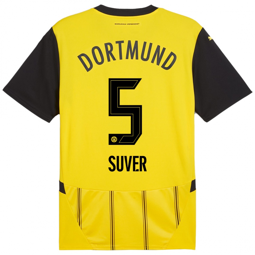 Enfant Maillot Mario Suver #5 Jaune Noir Tenues Domicile 2024/25 T-Shirt Belgique