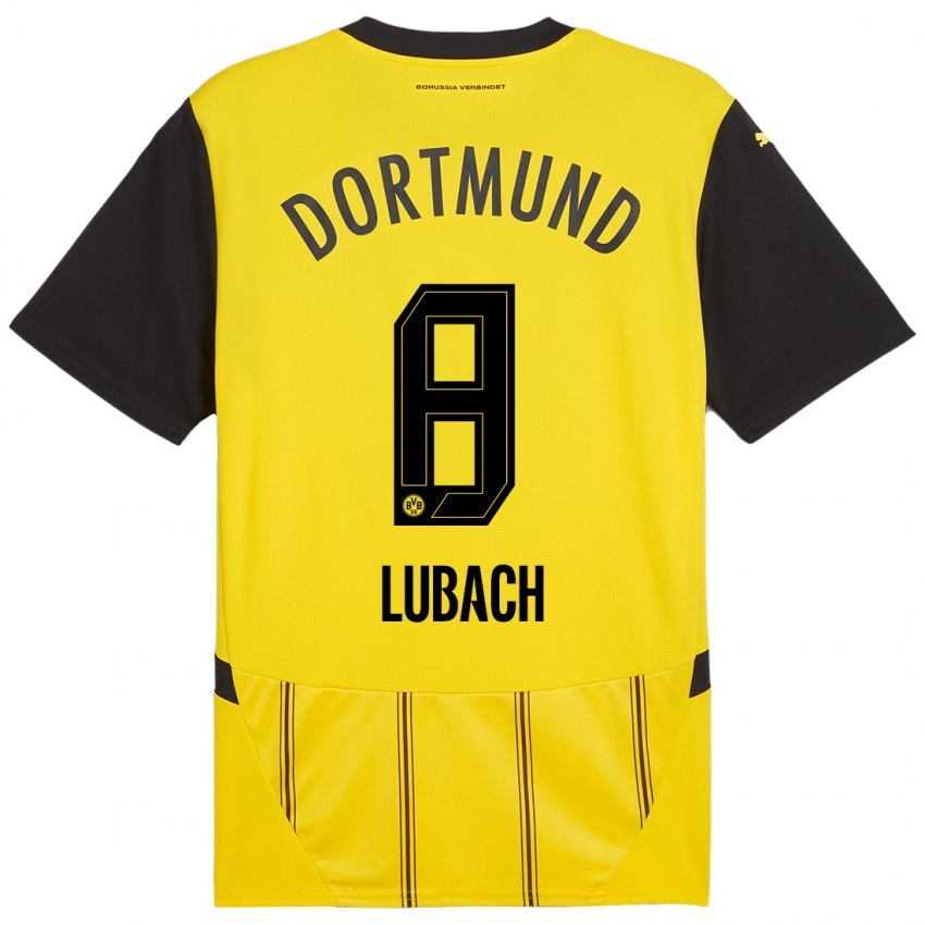 Enfant Maillot Rafael Lubach #8 Jaune Noir Tenues Domicile 2024/25 T-Shirt Belgique