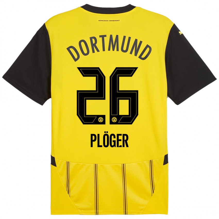 Enfant Maillot Dustin Plöger #26 Jaune Noir Tenues Domicile 2024/25 T-Shirt Belgique